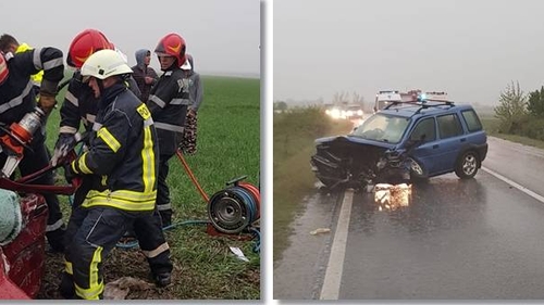 Accident violent între Timișoara și Reșița. Cinci victime și o mașină făcută praf