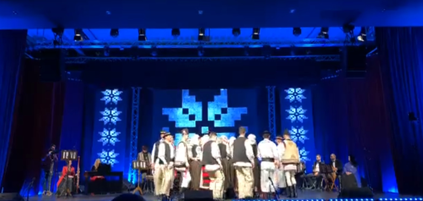 Secvență din spectacolul susținut de Grigore Leșe și colaboratorii săi, în pandemie