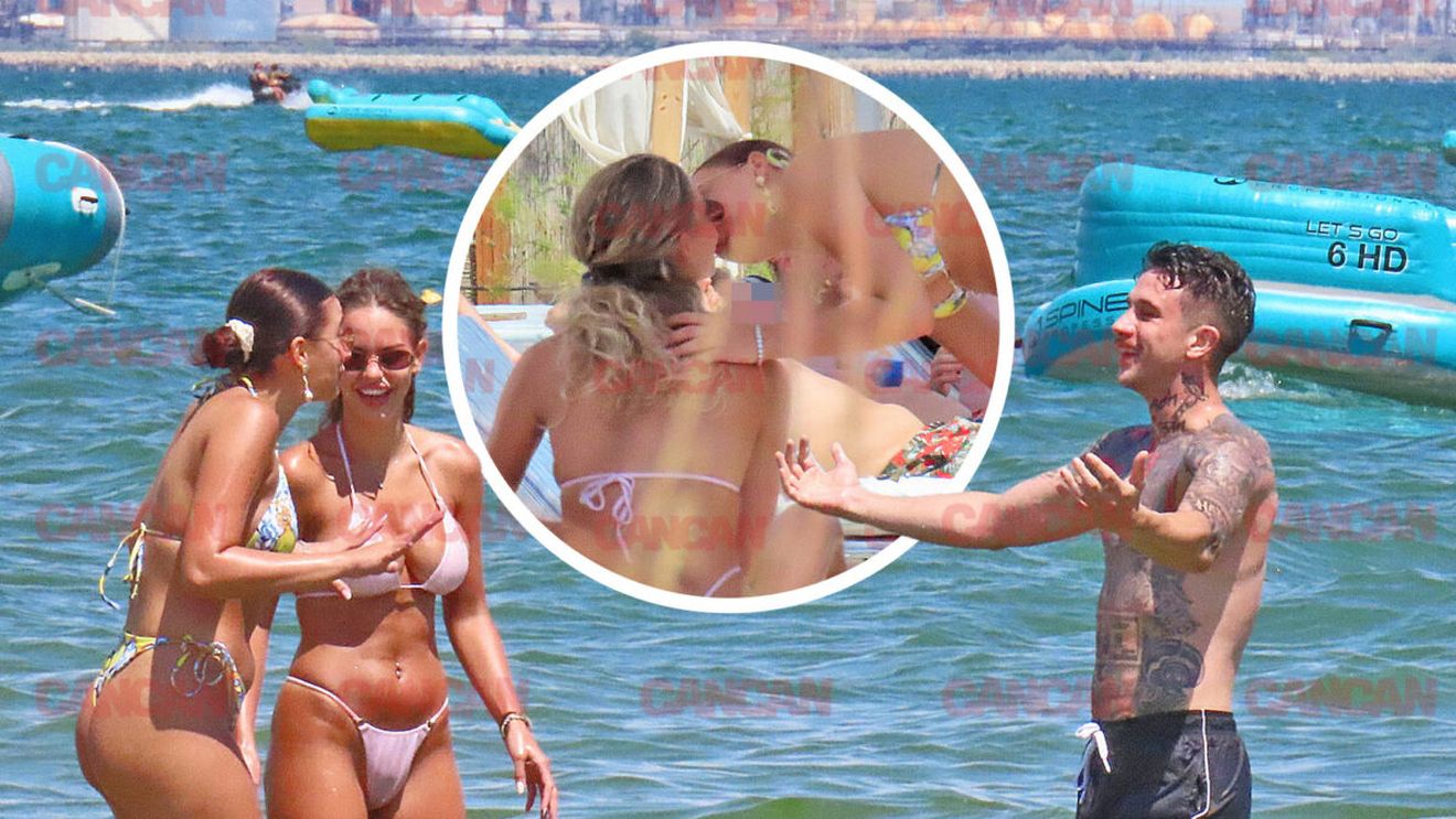 Fetele s-au sărutat fără inhibiții! Show la mare, cu iubitele lui MGK și fiului celebrului manelist, Vali Vijelie