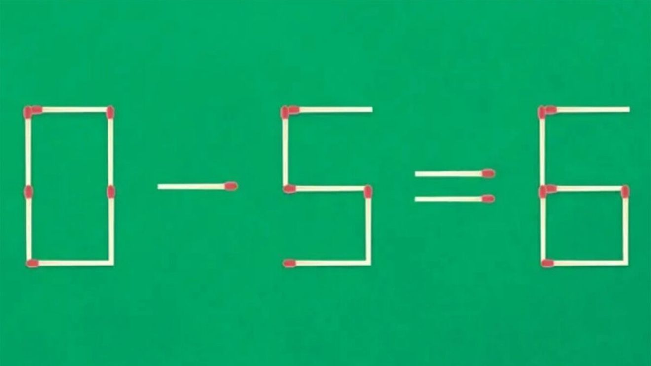 Test IQ exclusiv pentru genii | Corectați 0-5=6, mutând două chibrituri