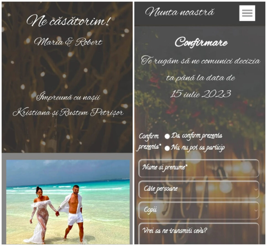 Invitația de nuntă de la nunta Mariei Constantin