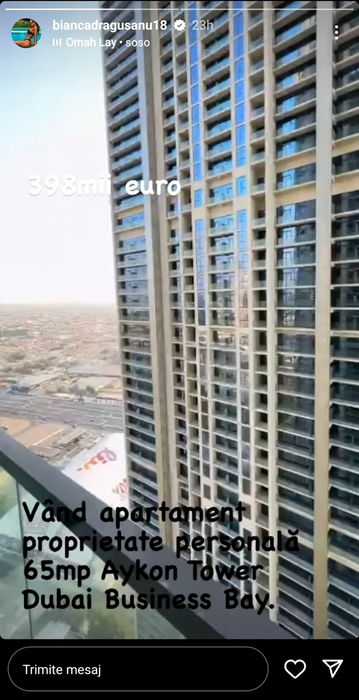 Bianca Drăgușanu a mai scăzut din prețul exorbitant al apartamentului din Dubai. Câți euro cere acum pentru locuința aflată într-un complex rezidențial de lux
