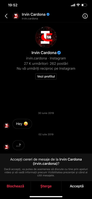 Mesaj primit de Andra Volos de la Irvin Cardona, fotbalist legitimat la Brest