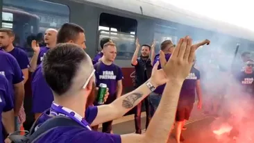 VIDEO. Meciul UTA - ASU „Poli” Timișoara a început în gara Arad. Ce au făcut suporterii timișoreni