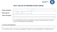 Acesta este modelul noii declarații pe propria răspundere. Interdicţia de circulaţie după ora 22:00, valabilă de duminică