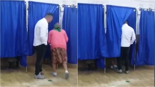 Fraudă la vot! A fost prins în timp ce intra în cabină cu alegătorii. VIDEO