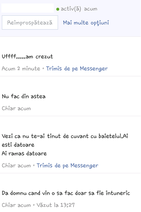Convorbirile de pe Facebook dintre profesor şi eleva cu care ar avea o relatie de mai bine de doi ani