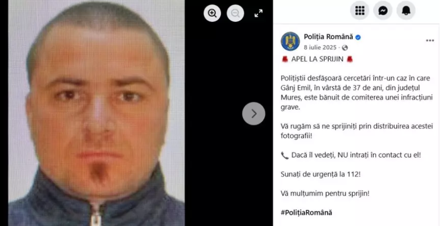 Emil Gânj a fost căutat cu o descriere greșită. Ministerul de Interne evită răspunsul despre recompensă