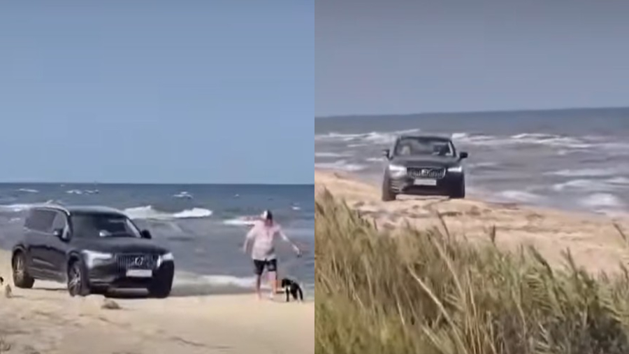 A intrat cu mașina printre cearceafurile turiștilor și a plătit scump! Amenda primită de un bucureștean