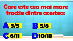 Test IQ | Care e cea mai mare fracție dintre acestea: 3/5, 5/8, 6/11 sau 10/18?