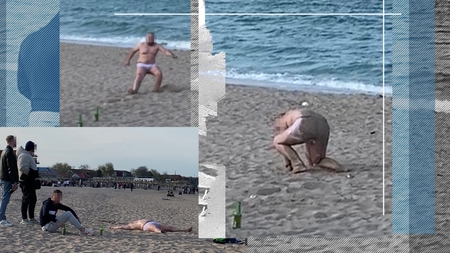 Haos în Vama Veche! ”Mort” de beat, zace în nisip, sub ochii prietenilor! A rămas doar în boxeri și…
