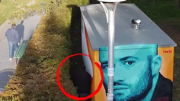 Rușinos! Ce a făcut un bărbat pe centrala din parcul IOR, pictată de Primăria Sectorului 3 cu chipul lui Mihai Bendeac