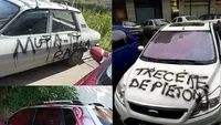 Cum au fost pedepsiţi aceşti bucureşteni pentru că au parcat pe locurile vecinilor. Vezi ce mesaj le-au scris cu graffiti