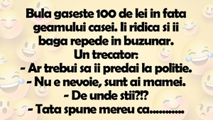 BANCUL ZILEI | Bulă găseşte 100 de lei în faţa geamului casei