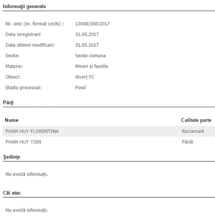 Dovada că părinţii lui Florentin Pham Huy au decis să divorţeze