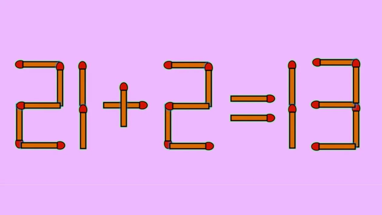 Test IQ exclusiv pentru genii | Corectați 21 + 2 = 13, mutând un singur chibrit