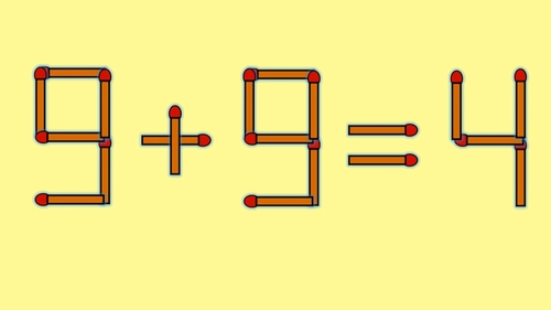 Test de inteligență | Mutați un singur chibrit pentru a corecta 9 + 9 = 4