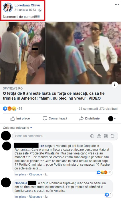 Cum a reacționat Loredana Chivu după ce a văzut imaginile cu Sorina, fetița de 8 ani târâtă cu mascații din casa familiei ei
