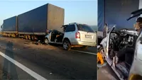 Patru oameni au murit pe o șosea din Galați, după ce mașina lor a intrat sub un tir | FOTO