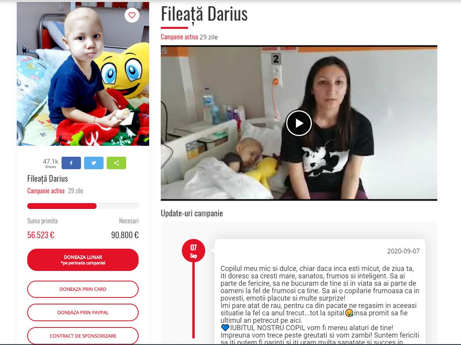 Andreea Bălan, în lupta pentru viață a unui băiețel diagnosticat cu o tumoră la creier