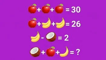 Test de inteligență | Rezolvați ecuația: Cât fac un cocos + un măr + o banană?