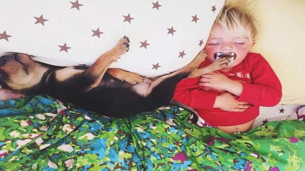 Imaginile cu un bebelus si un catel care au impresionat pe toata lumea! In ce ipostaze i-a fotografiat mama micutului