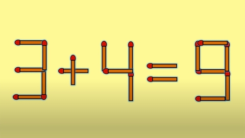 Test IQ cu chibrituri | Mutați un singur băț, pentru a corecta 3 + 4 = 9
