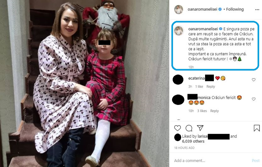 Oana Roman, declarații despre fiica sa după ce a jignit-o în direct, la TV: “Nu a vrut să stea la poză. Important e că suntem împreună”