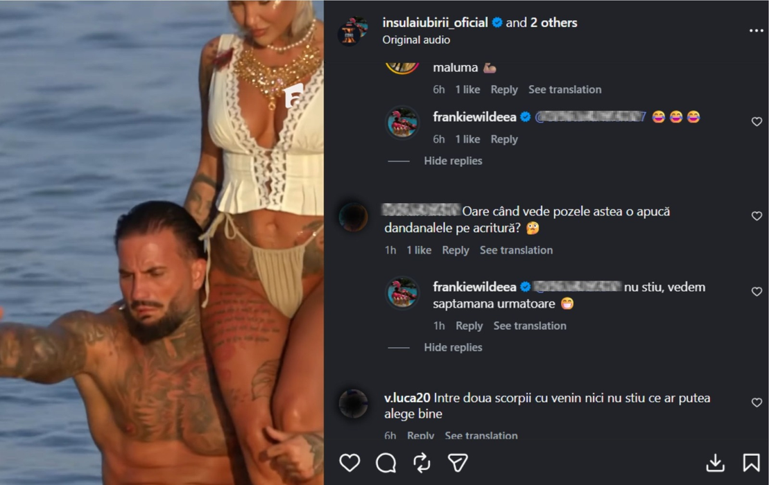 Frankie i-a dat peste nas Arminei după ce fanii „Insula Iubirii” i-au spus că Maluma arată bine lângă ea: „Femeia potrivită mereu…”