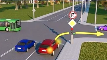 Testul auto pe care îl pică şi şoferii experimentaţi! Maşina roşie are voie sau nu să facă dreapta?