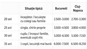 Tabelul traiului decent | Ce salariu ar trebui să ai pentru o viața decentă în 2025, în funcție de vârstă și de orașul în care locuiești