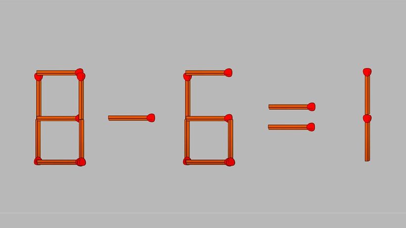 Test de inteligență | Mutați un singur băț de chibrit, pentru a corecta 8 – 6 = 1