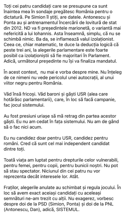 Elena Lasconi nu renunță. Sursa foto: Facebook