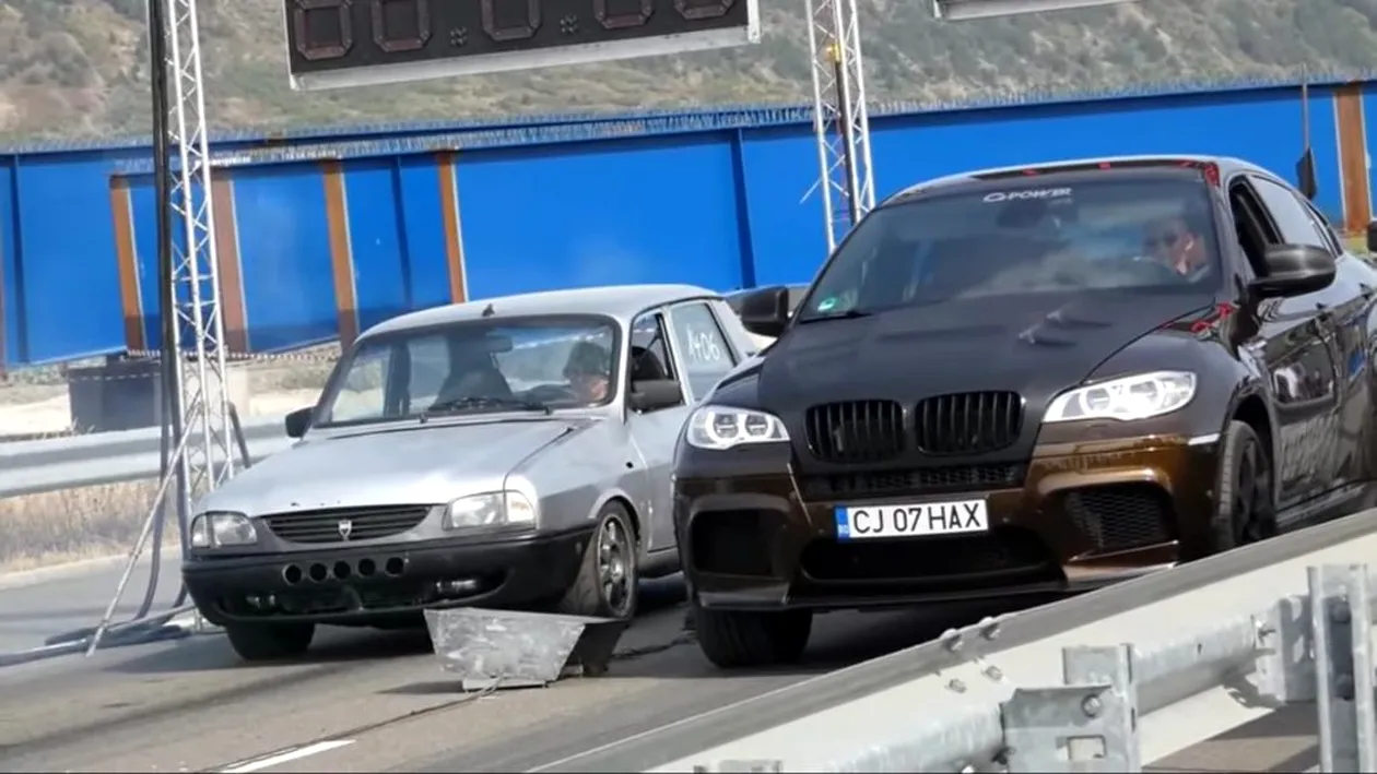 Liniuță între o Dacia 1310 și un BMW X6 M. Surpriză: cine câștigă