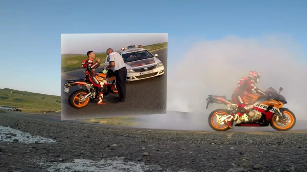 Un polițist i-a făcut o mărturisire șocantă unui motociclist pe care l-a surprins în timp ce făcea burnout-uri pe un drum din Botoșani