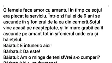 BANCUL ZILEI | Amantul și băiețelul nevestei infidele