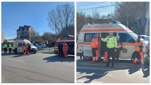 O femeie a fost lovită de o ambulanță pe trecerea de pietoni, în Craiova