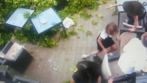 FOTO. Un copac a căzut peste o terasă plină cu clienţi, în Livada Poștei, din Brașov
