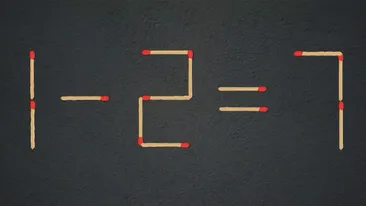 Test IQ exclusiv pentru genii | 1-2=7 este greșit. Pentru a corecta egalitatea, mutați un singur chibrit