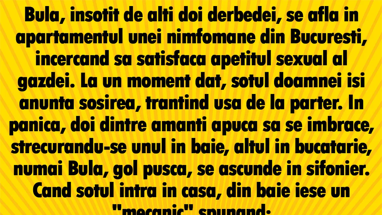 BANCUL ZILEI | Bulă și nimfomana din București