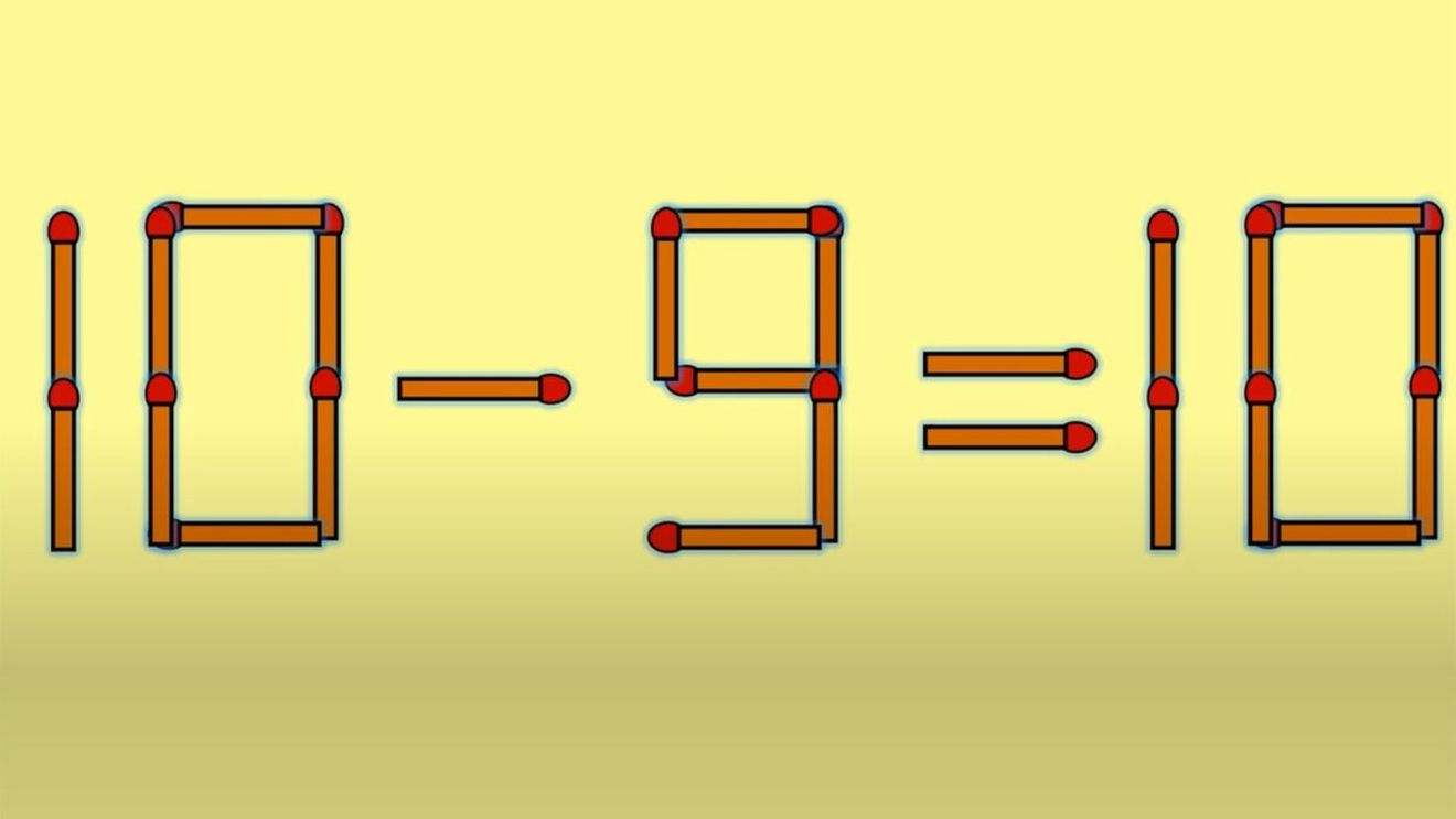 Test IQ cu chibrituri | Pentru a corecta 10-9=10, e nevoie să muți un singur băț. Ai reușit?
