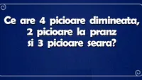 Ghicitoare IQ | Ce are 4 picioare dimineața, 2 picioare la prânz și 3 seara?