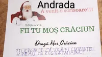 Scrisoarea emoționantă a micuței Andrada pentru Moș Crăciun: Îți promit că voi fi cuminte, te rog să-mi aduci o...