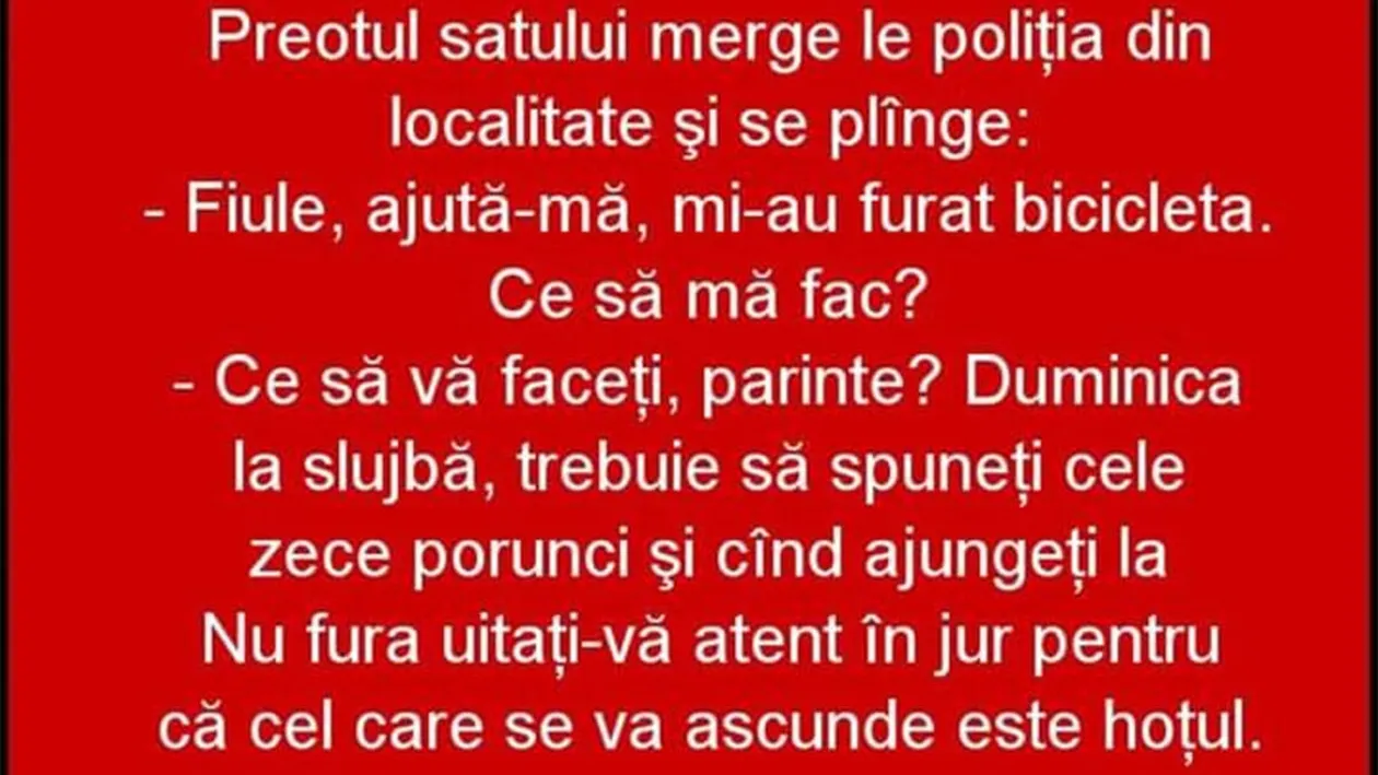 BANCUL ZILEI | Preotul și bicicleta furată