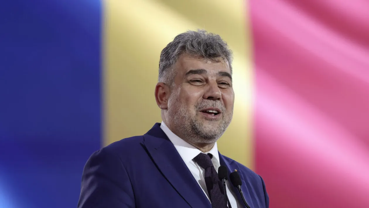 Premierul Marcel Ciolacu, alături de Gigi Becali, în loja de gală a Arenei Naționale, la meciul FCSB – Manchester United