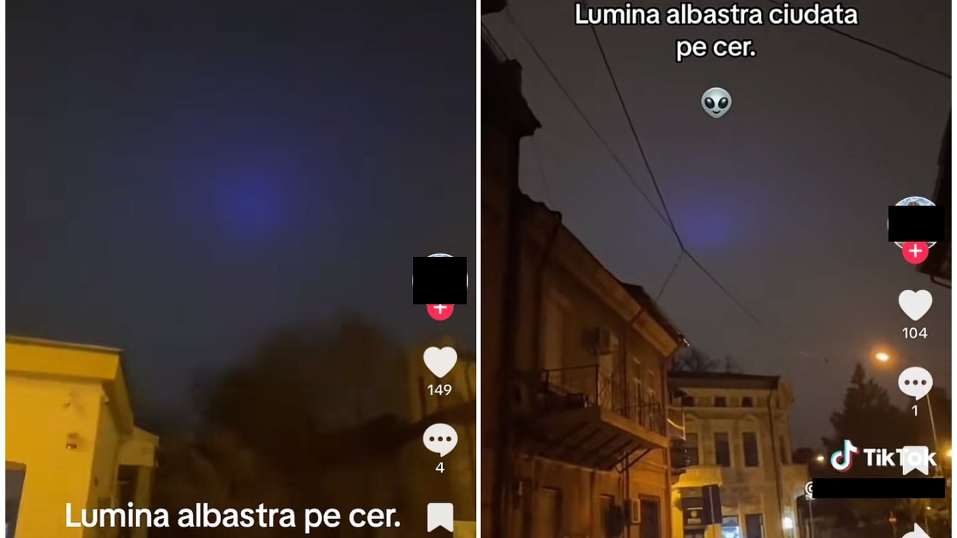 Fenomen straniu pe cerul din București, noaptea trecută. O lumină albastră bizară i-a speriat pe oameni