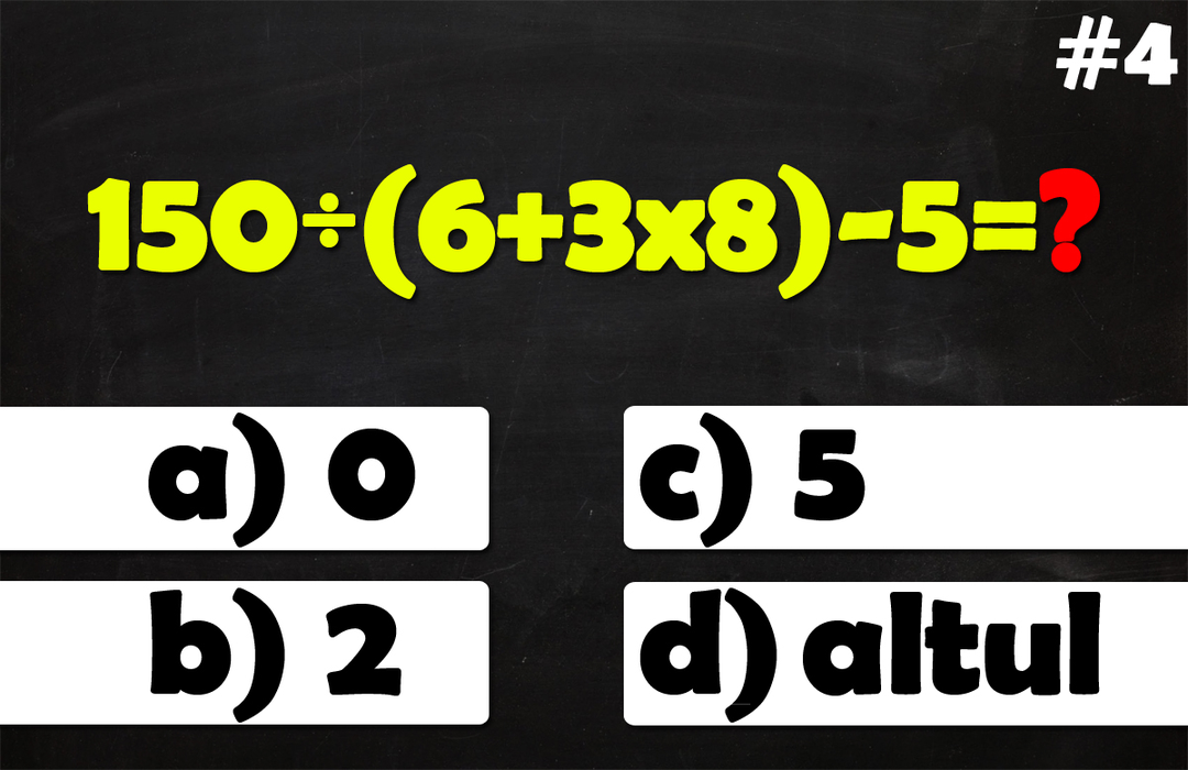 Testul IQ la care doar geniile răspund corect la cel puțin 8 din cele 10 întrebări | Prima: Cât face 90:10(1+2*3)-7?