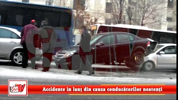 Accidente in lant din cauza conducatorilor neatenti! S-a urcat cu masina pe alt sofer