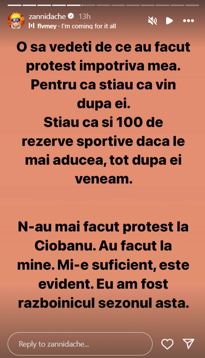 Postarea făcută de Zanni / Foto: Instagram