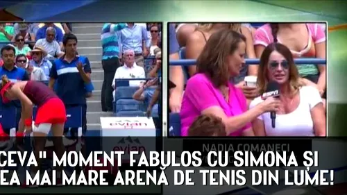 Ati uitat ceva Moment FABULOS cu Simona Halep si Nadia Comaneci pe cea mai mare arena de tenis din lume! VIDEO